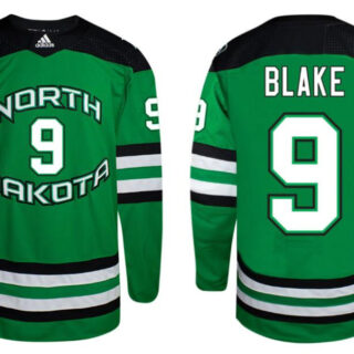Men's North Dakota Fighting Hawks #9 Jackson Blake Green Stitched Hockey Jersey