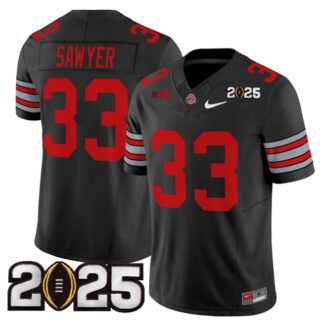 Men's Ohio State Buckeyes #33 Jack Sawyer Black 2025 CFP Final Patch F.U.S.E. Vapor Limited Stitched Football Jersey