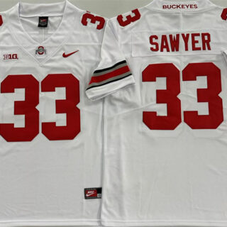 Men's Ohio State Buckeyes #33 Jack Sawyer White Limited Stitched Jersey