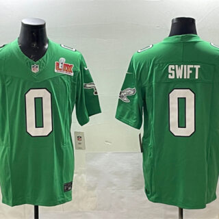 Men's Philadelphia Eagles #0 D'Andre Swift Green 2025 Super Bowl LIX Patch F.U.S.E. Throwback Vapor Untouchable Limited Stitched Football Jersey