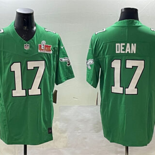 Men's Philadelphia Eagles #17 Nakobe Dean Green 2025 Super Bowl LIX Patch F.U.S.E. Throwback Vapor Untouchable Limited Stitched Football Jersey