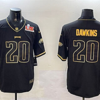 Men's Philadelphia Eagles #20 Brian Dawkins Black Gold 2025 Super Bowl LIX Patch Salute To Service Vapor Untouchable Limited Stitched Football Jersey