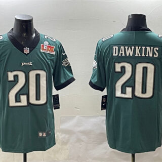 Men's Philadelphia Eagles #20 Brian Dawkins Green 2025 Super Bowl LIX Patch Vapor Untouchable Limited Stitched Football Jersey