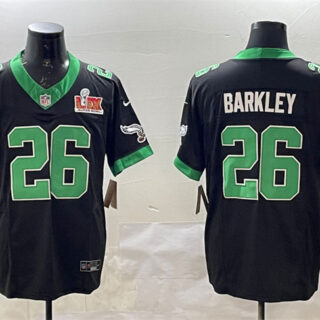 Men's Philadelphia Eagles #26 Saquon Barkley Black 2025 Super Bowl LIX Patch F.U.S.E. Vapor Untouchable Limited Stitched Football Jersey
