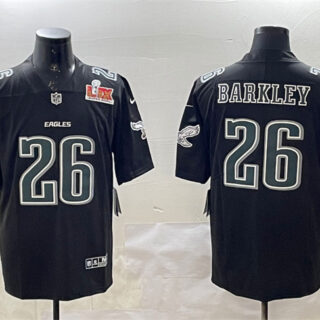 Men's Philadelphia Eagles #26 Saquon Barkley Black 2025 Super Bowl LIX Patch Fashion Vapor Untouchable Limited Stitched Football Jersey