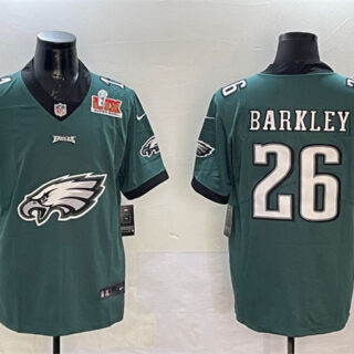 Men's Philadelphia Eagles #26 Saquon Barkley Green 2025 Super Bowl LIX Patch Team Big Logo Vapor Untouchable Limited Stitched Football Jersey