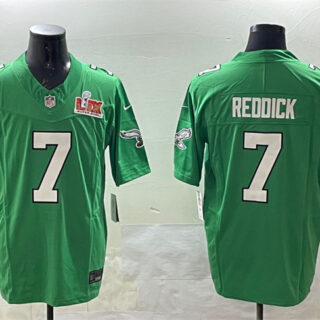 Men's Philadelphia Eagles #7 Haason Reddick Green 2025 Super Bowl LIX Patch F.U.S.E. Throwback Vapor Untouchable Limited Stitched Football Jersey