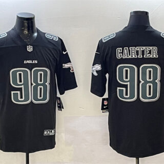 Men's Philadelphia Eagles #98 Jalen Carter Black Fashion New Vapor Untouchable Limited Stitched Football Jersey