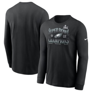 Men's Philadelphia Eagles Black Super Bowl LIX Champions 90'S Retro Long Sleeve T-Shirt