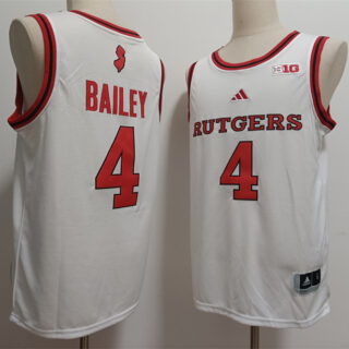 Men's Rutgers Scarlet Knights #4 Ace Bailey White 2024 Stitched Jersey