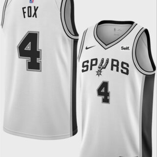 Men's San Antonio Spurs #4 De'Aaron Fox White 2025 Association Edition Stitched Basketball Jersey