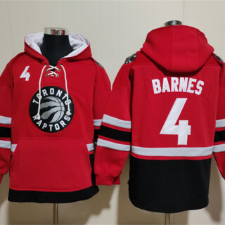 Men's Toronto Raptors #4 Scottie Barnes Red Black Lace-Up Pullover Hoodie