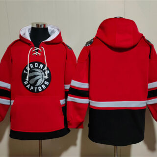 Men's Toronto Raptors Blank Red Black Lace-Up Pullover Hoodie