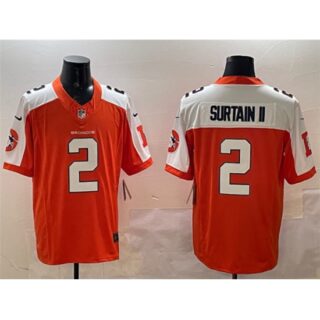 Men's Denver Broncos #2 Patrick Surtain II Orange White 2024 F.U.S.E. V2 Throwback Vapor Limited Alternate Stitched Jersey