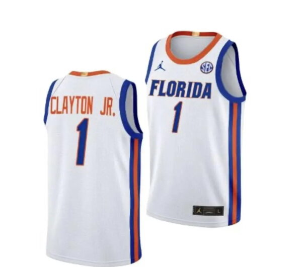 Men's Florida Gators #1 Clayton JR. White Retro Limited Jersey