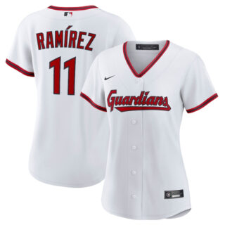 Women's Cleveland Guardians #11 Jose Ramirez White Cool Base Stitched Baseball Jersey(Run Small)