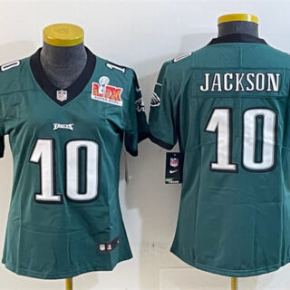 Women's Philadelphia Eagles #10 DeSean Jackson Green 2025 Super Bowl LIX Patch Vapor Untouchable Limited Stitched Football Jersey(Run Small)