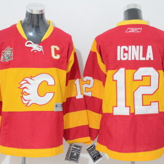 Youth Calgary Flames #12 Jarome Iginla Red Third Jersey