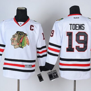 Youth Chicago Blackhawks #19 Janathan Toews White Jersey