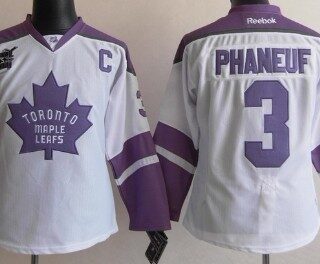 Women's Toronto Maple Leafs #3 Dion Phaneuf White s Fights Cancer Jersey