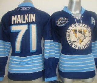 Women's Pittsburgh Penguins #71 Malkin Navy Blue Third Jersey