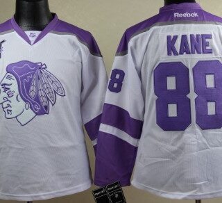Women's Chicago Blackhawks #88 Patrick Kane White Fights Cancer Jersey