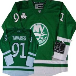 Youth New York Islanders #91 John Tavares St. Patrick's Day Green Jersey