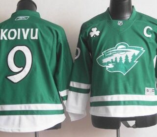 Youth Minnesota Wild #9 Mikko Koivu St. Patrick's Day Green Jersey