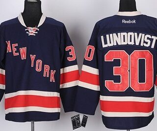 Youth New York Rangers #30 Henrik Lundqvist Navy Blue Third 85TH Jersey
