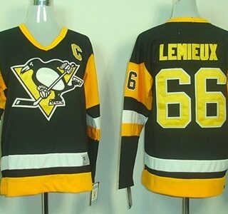 Youth Pittsburgh Penguins #66 Mario Lemieux Black Throwback CCM Jersey