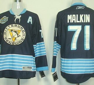 Youth Pittsburgh Penguins #71 Evgeni Malkin Navy Blue Third Jersey