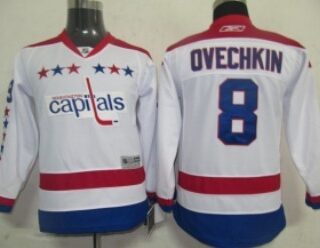 Youth Washington Capitals #8 Alex Ovechkin White Third Jersey