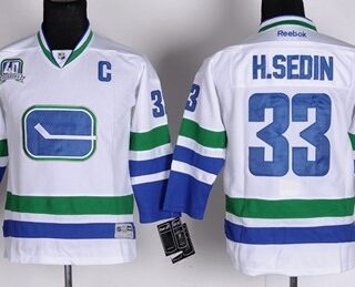 Youth Vancouver Canucks #33 Henrik Sedin White Third Jersey