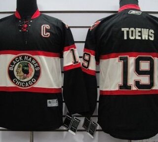 Youth Chicago Blackhawks #19 Janathan Toews Black Third Jersey