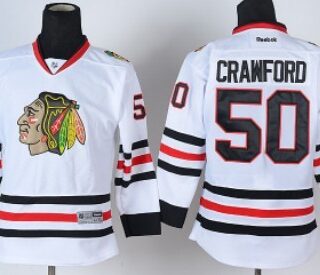 Youth Chicago Blackhawks #50 Corey Crawford White Jersey