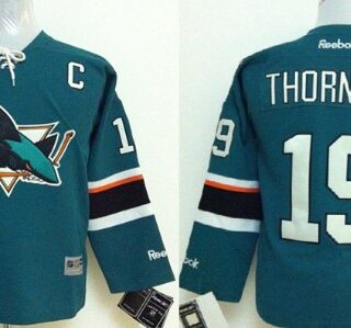 Youth San Jose Sharks #19 Joe Thornton 2014 Blue Jersey