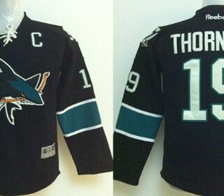 Youth San Jose Sharks #19 Joe Thornton Black Jersey