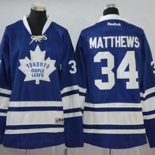 Women's Toronto Maple Leafs #34 Auston Matthews Blue Third Stitched NHL Reebok Hockey Jersey