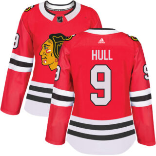 Women's Chicago Blackhawks #9 Bobby Hull Red Home Authentic Stitched NHL Jersey