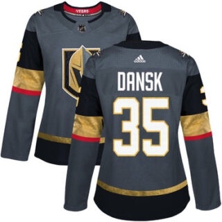Women's Vegas Golden Knights #35 Oscar Dansk Grey Home Authentic Stitched NHL Jersey