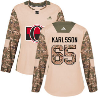 Women's Ottawa Senators #65 Erik Karlsson Camo Authentic 2017 Veterans Day Stitched NHL Jersey