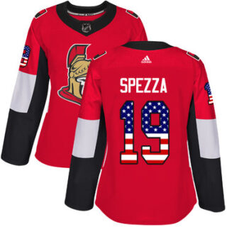Women's Ottawa Senators #19 Jason Spezza Red Home Authentic USA Flag Stitched NHL Jersey