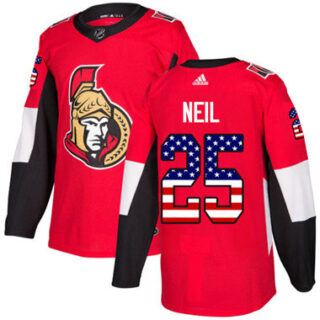 Youth Ottawa Senators #25 Chris Neil Red Home Authentic USA Flag Stitched NHL Jersey