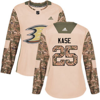 Women's Anaheim Ducks #25 Ondrej Kase Camo Authentic 2017 Veterans Day Stitched NHL Jersey