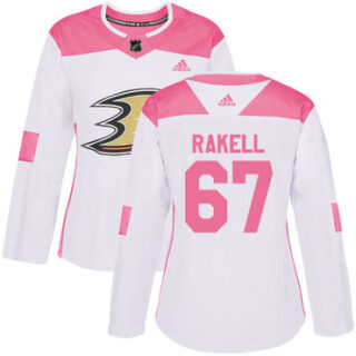 Women's Anaheim Ducks #67 Rickard Rakell White Pink Authentic Fashion Stitched NHL Jersey