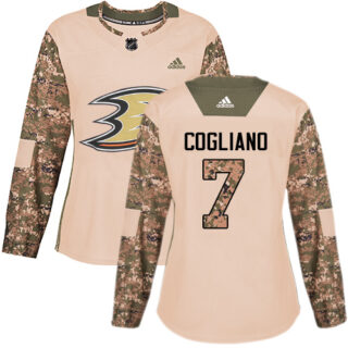 Women's Anaheim Ducks #7 Andrew Cogliano Camo Authentic 2017 Veterans Day Stitched NHL Jersey