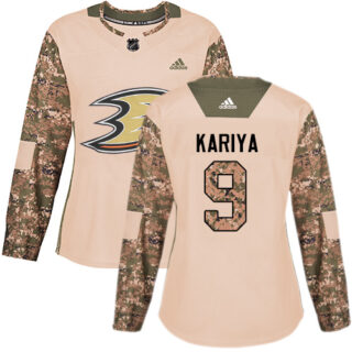Women's Anaheim Ducks #9 Paul Kariya Camo Authentic 2017 Veterans Day Stitched NHL Jersey
