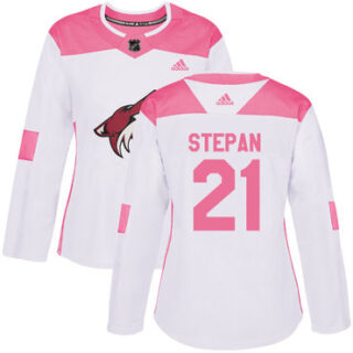 Women's Arizona Coyotes #21 Derek Stepan White Pink Authentic Fashion Stitched NHL Jersey