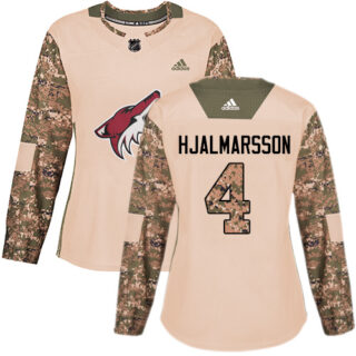 Women's Arizona Coyotes #4 Niklas Hjalmarsson Camo Authentic 2017 Veterans Day Stitched NHL Jersey