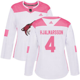 Women's Arizona Coyotes #4 Niklas Hjalmarsson White Pink Authentic Fashion Stitched NHL Jersey